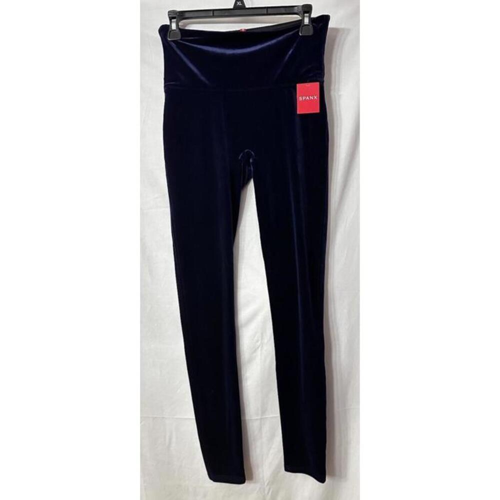 SPANX Velvet High-Waist Leggings in Navy
